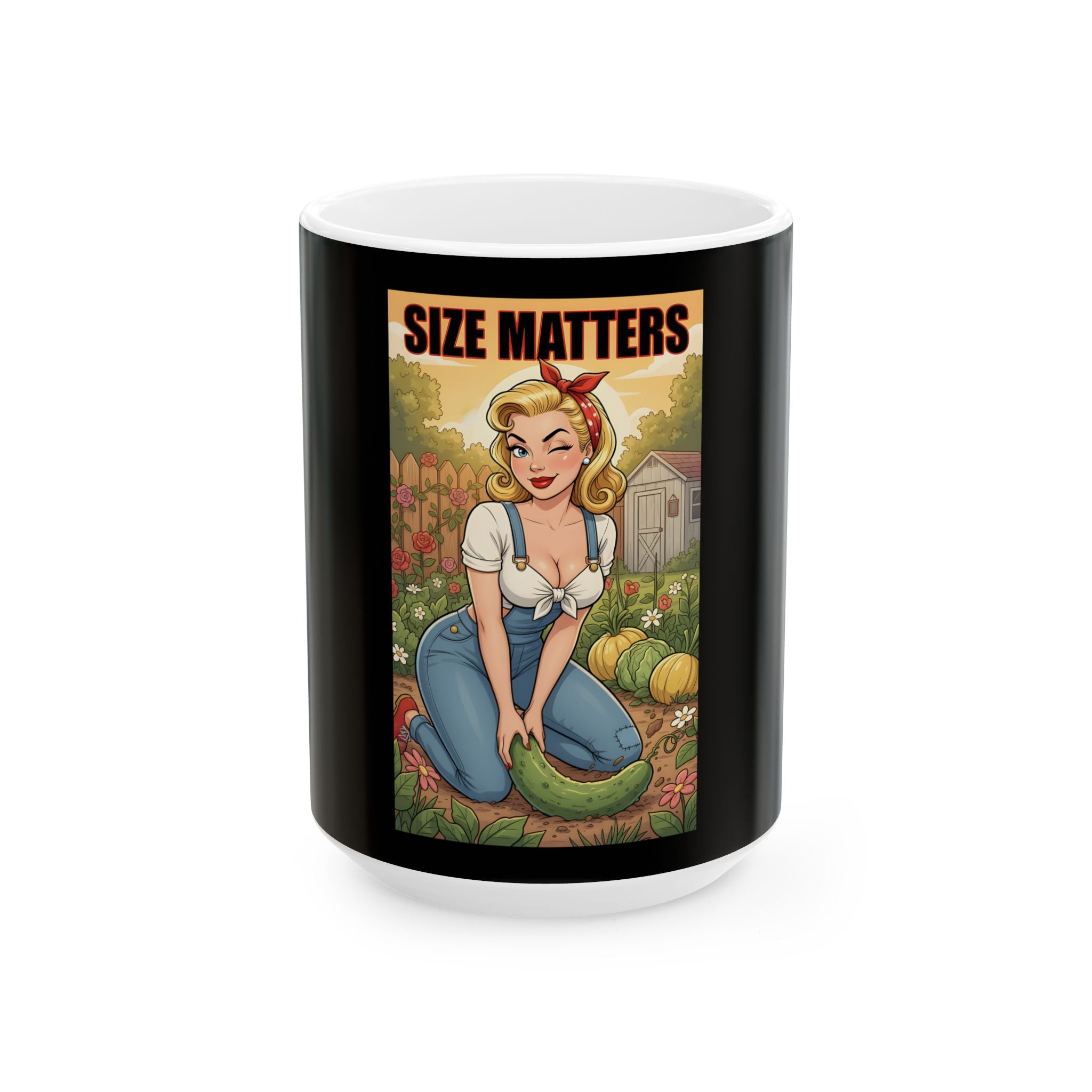 Vintage Style Size Matters Ceramic Mug - Perfect for Gardeners and Retro Lovers