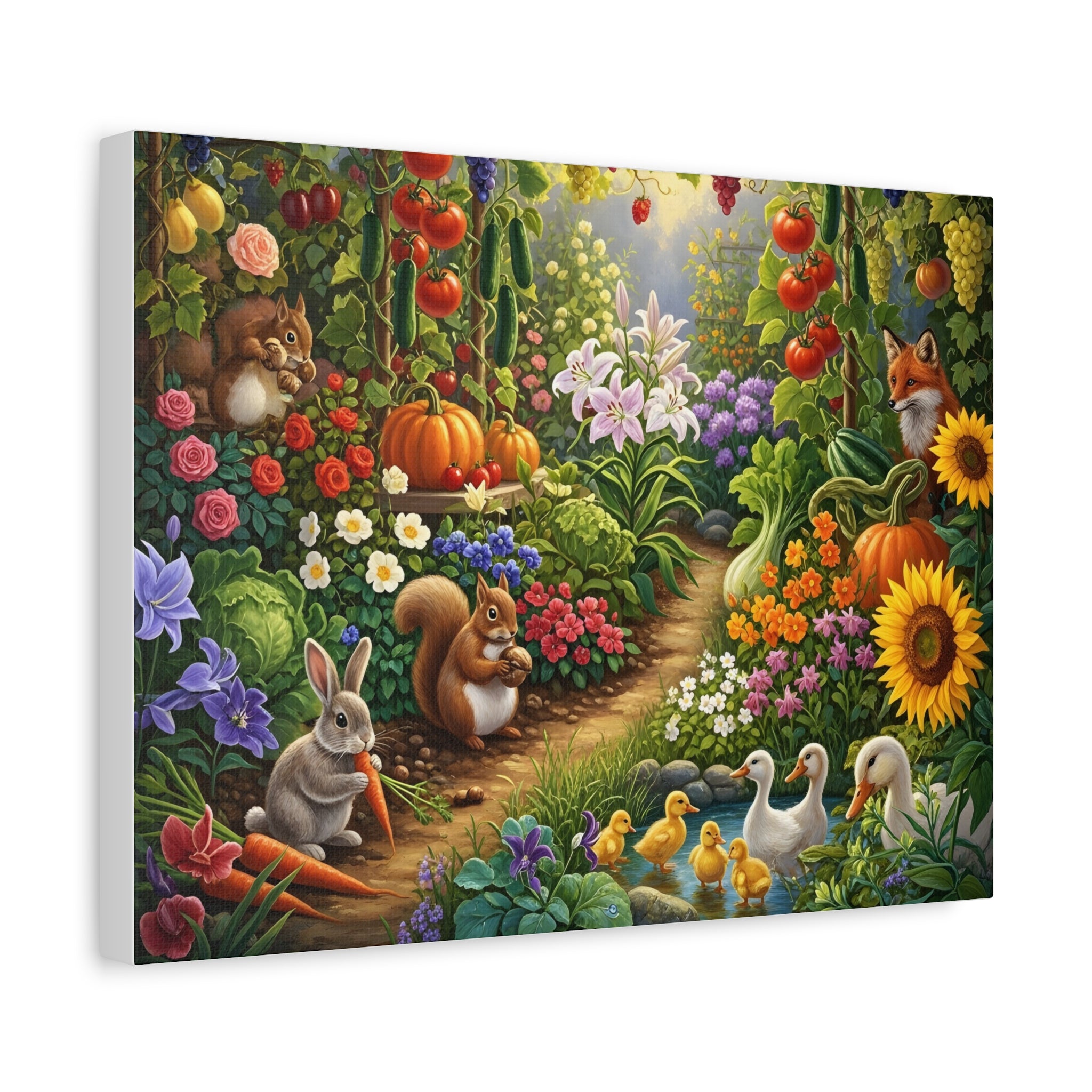 Whimsical Garden Wildlife Canvas