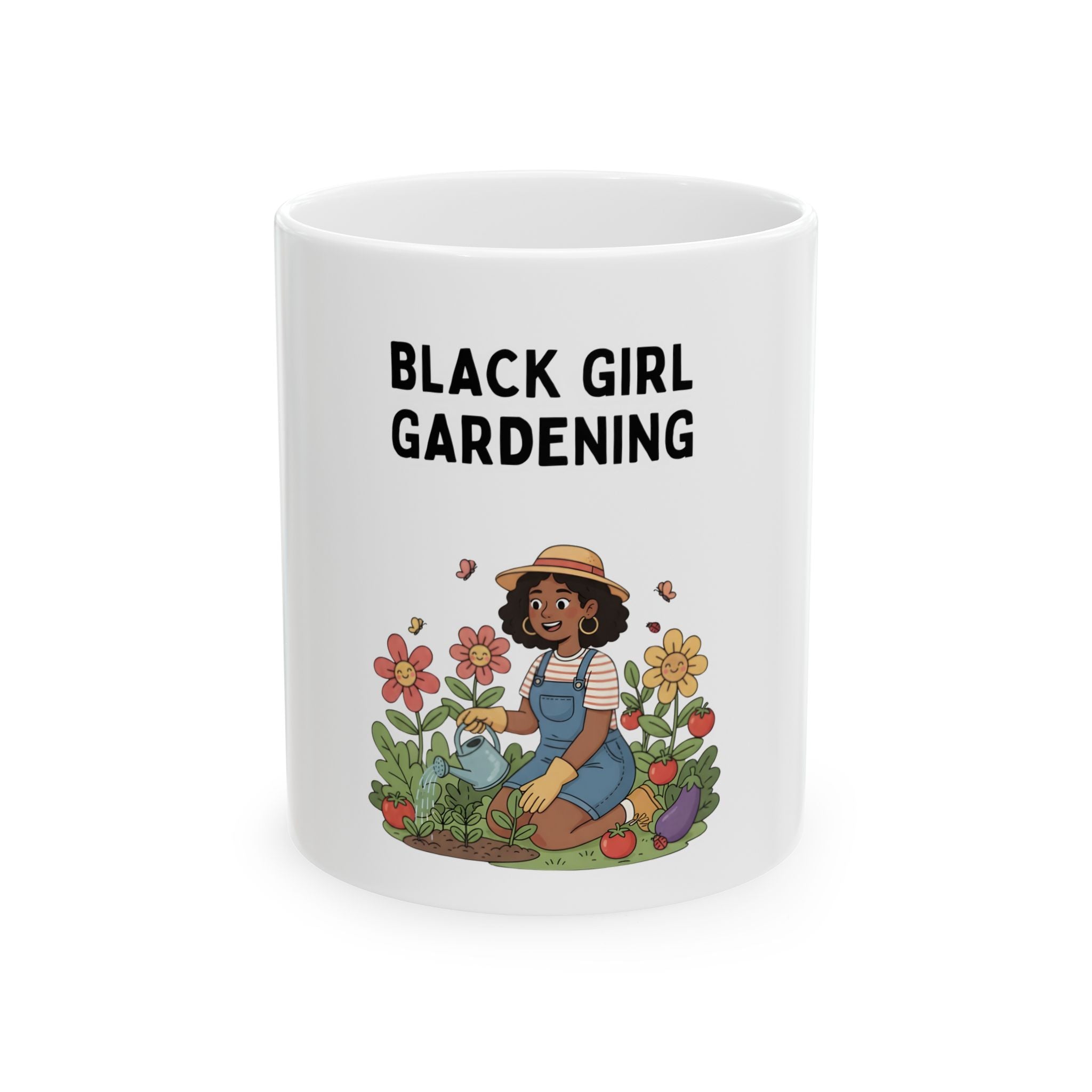 Black Girl Gardening Mug - 11oz Floral Design for Plant Lovers
