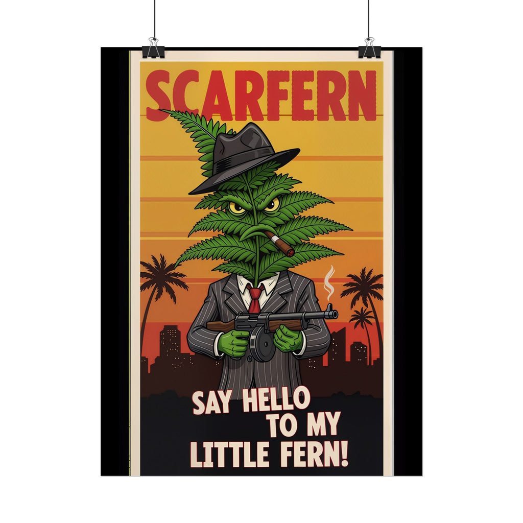 Scarfern Leafy Gangster Rolled Poster - Say Hello to My Little Fern!