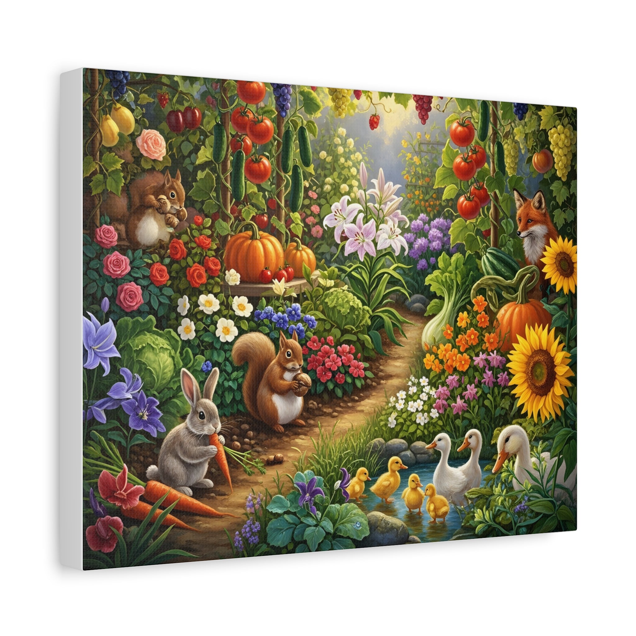 Whimsical Garden Wildlife Canvas
