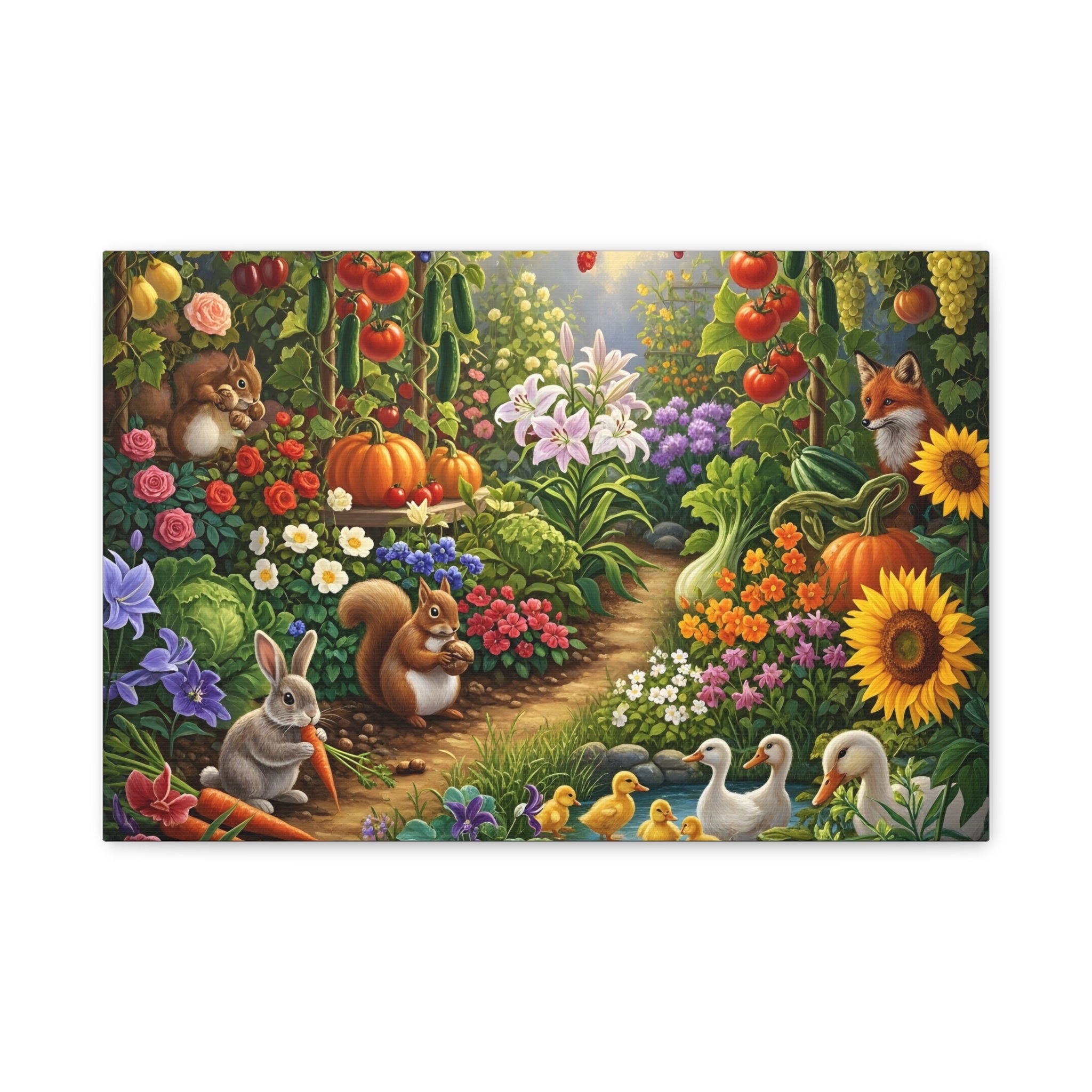Whimsical Garden Wildlife Canvas