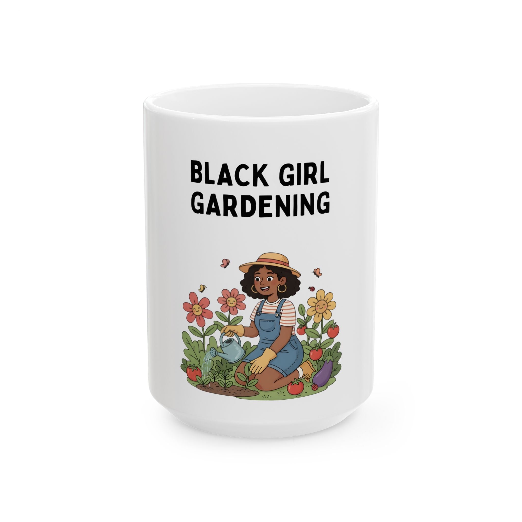 Black Girl Gardening Mug - 11oz Floral Design for Plant Lovers