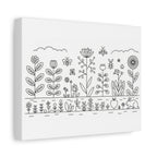 Floral Garden Canvas Wall Art, Woodland Decor, Hand-Drawn Style, Nature Lover Gift, Minimalist Home Decoration, Spring Decor