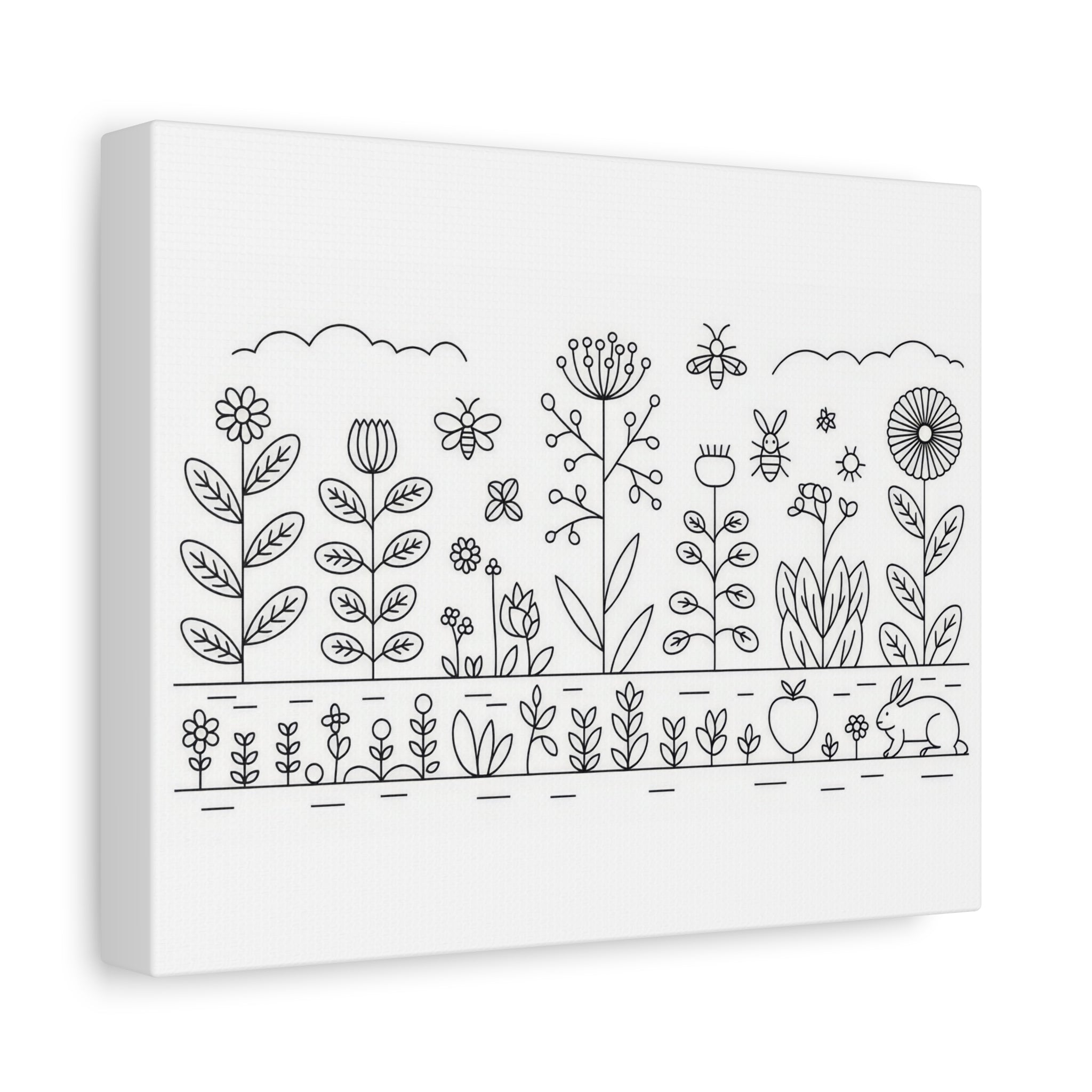 Floral Garden Canvas Wall Art, Woodland Decor, Hand-Drawn Style, Nature Lover Gift, Minimalist Home Decoration, Spring Decor