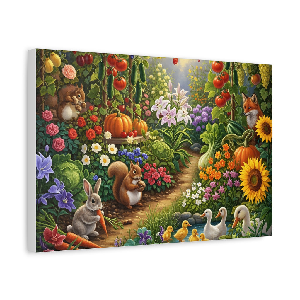 Whimsical Garden Wildlife Canvas