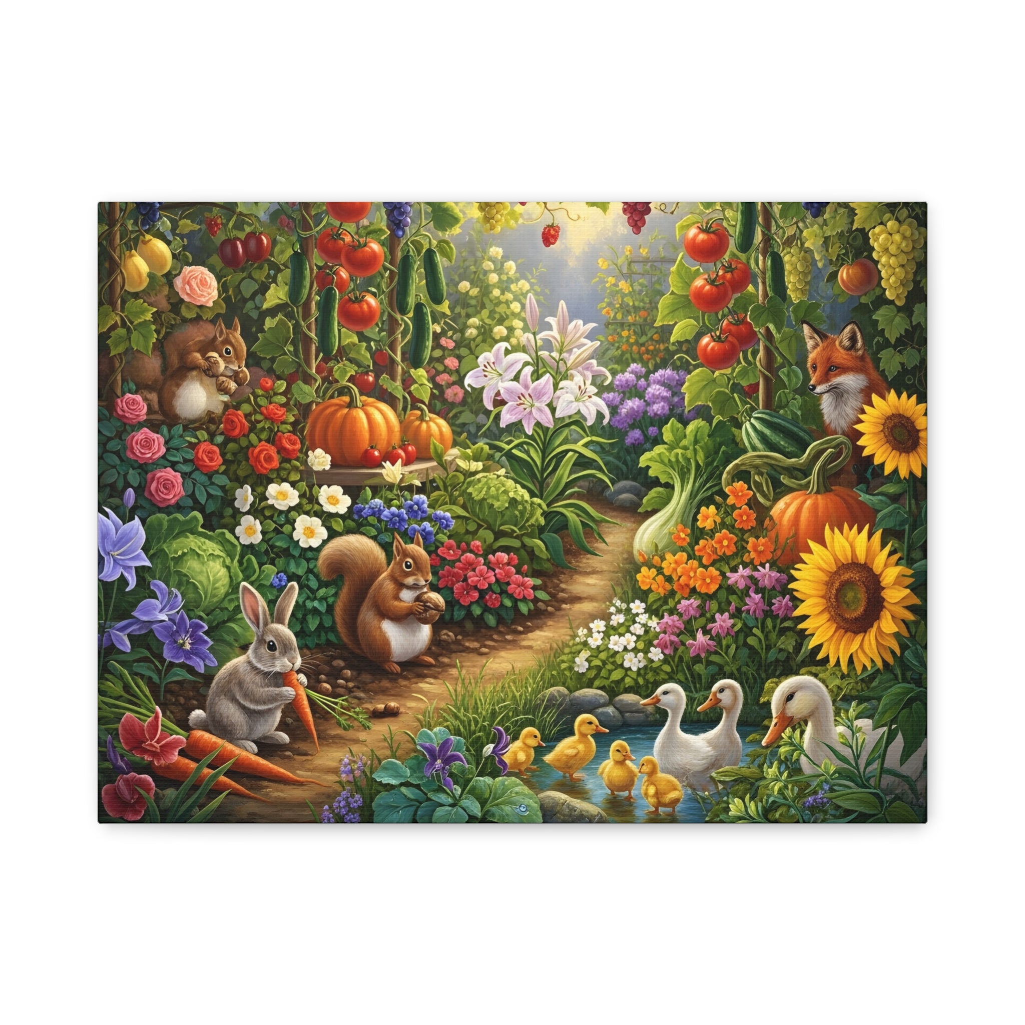 Whimsical Garden Wildlife Canvas