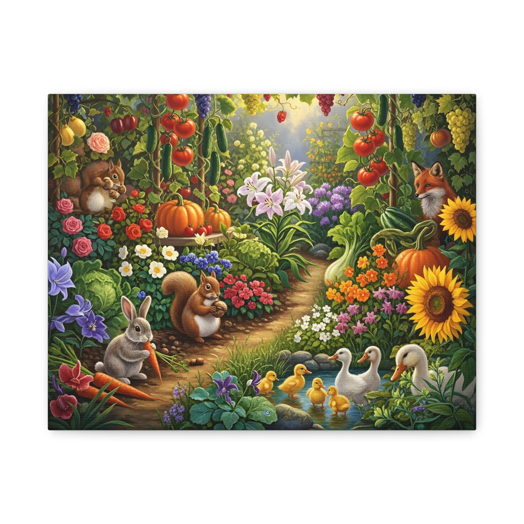 Whimsical Garden Wildlife Canvas