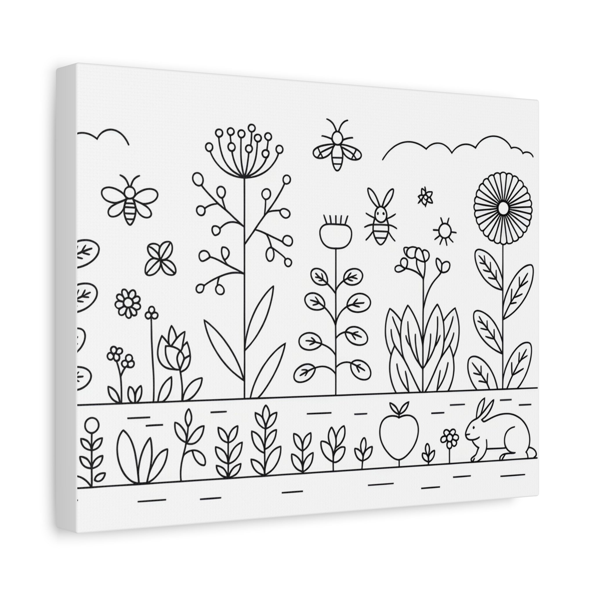 Floral Garden Canvas Wall Art, Woodland Decor, Hand-Drawn Style, Nature Lover Gift, Minimalist Home Decoration, Spring Decor