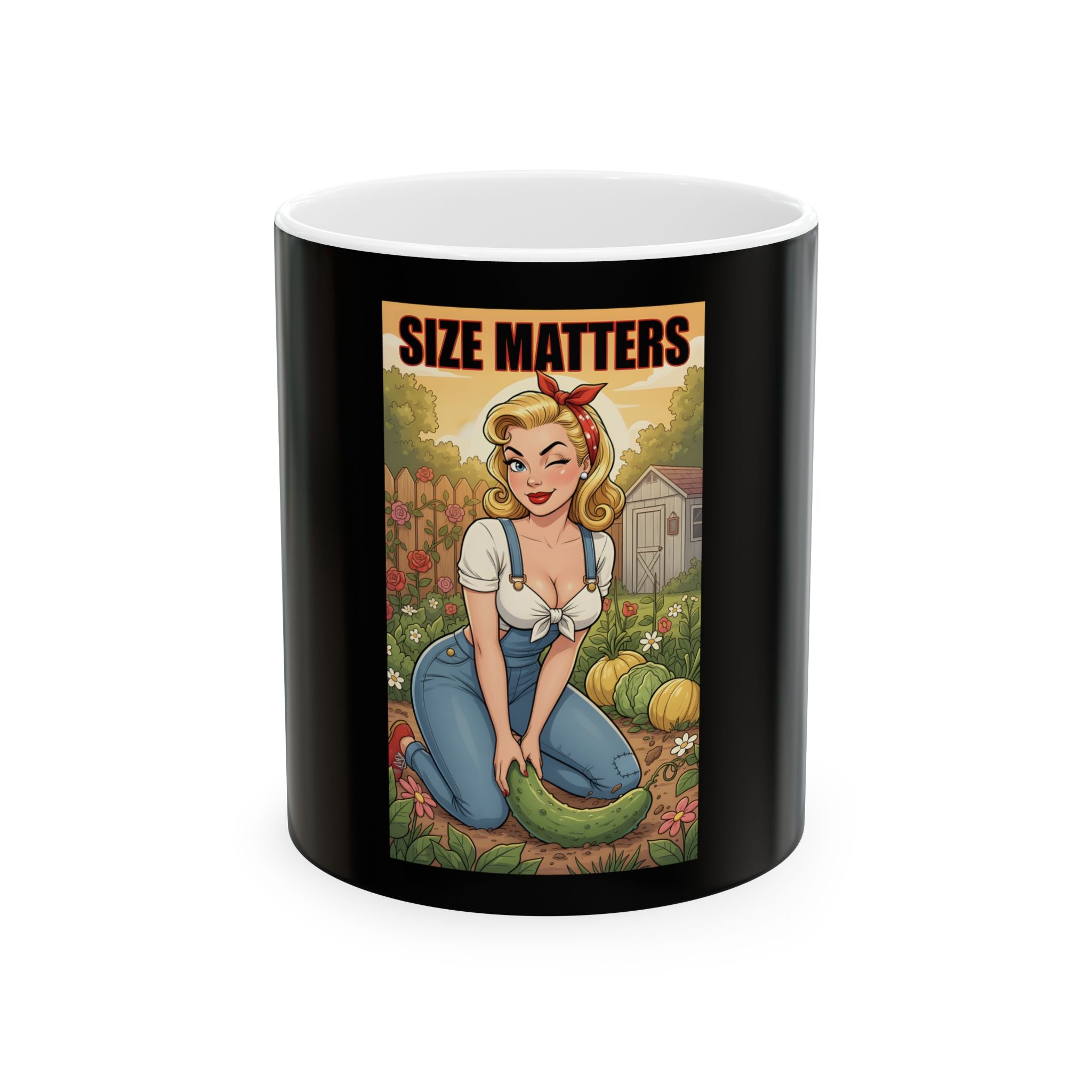 Vintage Style Size Matters Ceramic Mug - Perfect for Gardeners and Retro Lovers